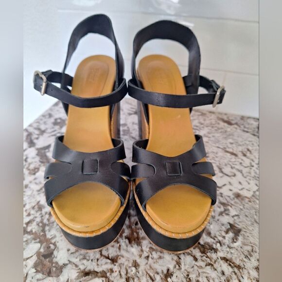 Chloe platform wedges leather sandals size 37 - Picture 1 of 12